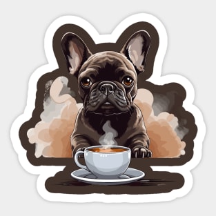 French Bulldog Drinking Coffee Sticker